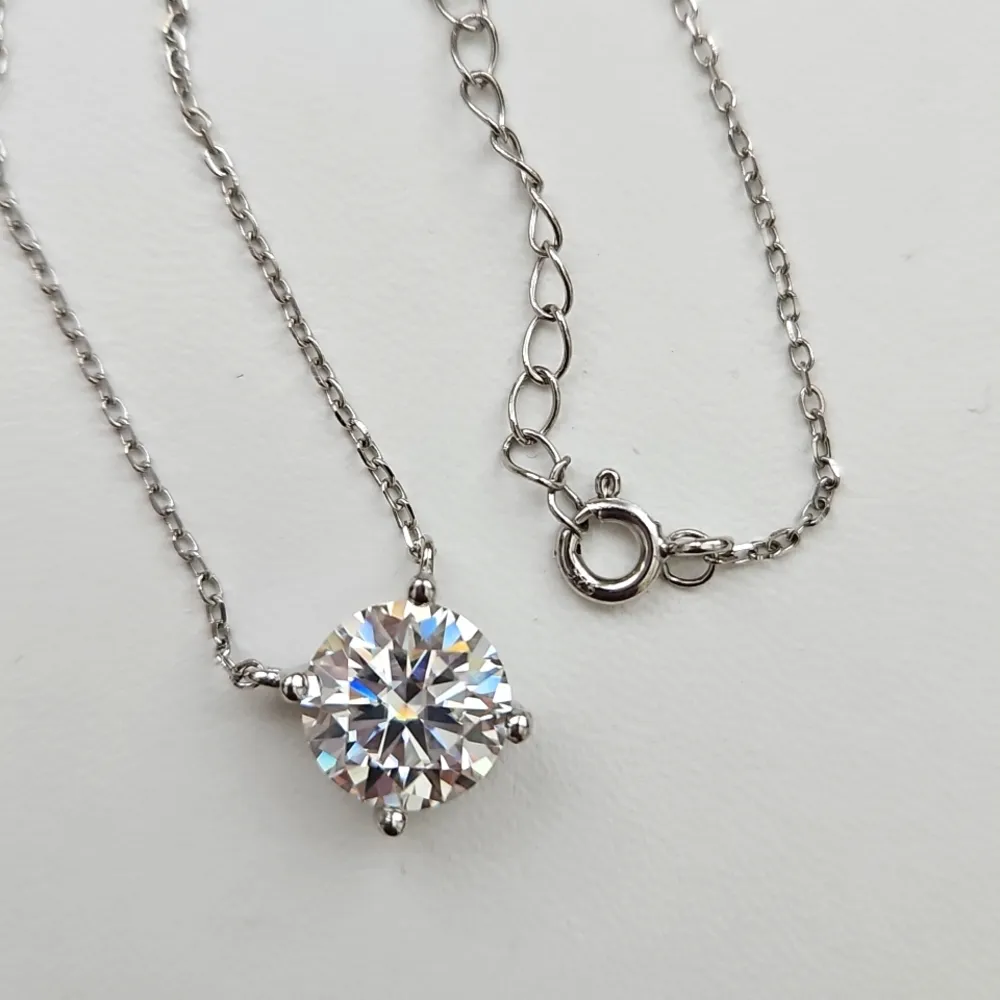 3ct Round Moissanite 4 Prong Necklace - Image 3