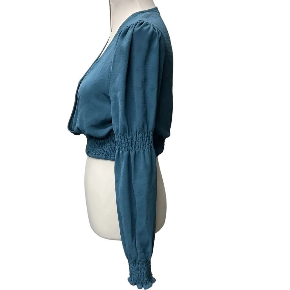 New! BCBGeneration‎ Women's Long Sleeve Surplice Top Size Small Smocked Waist - Image 5