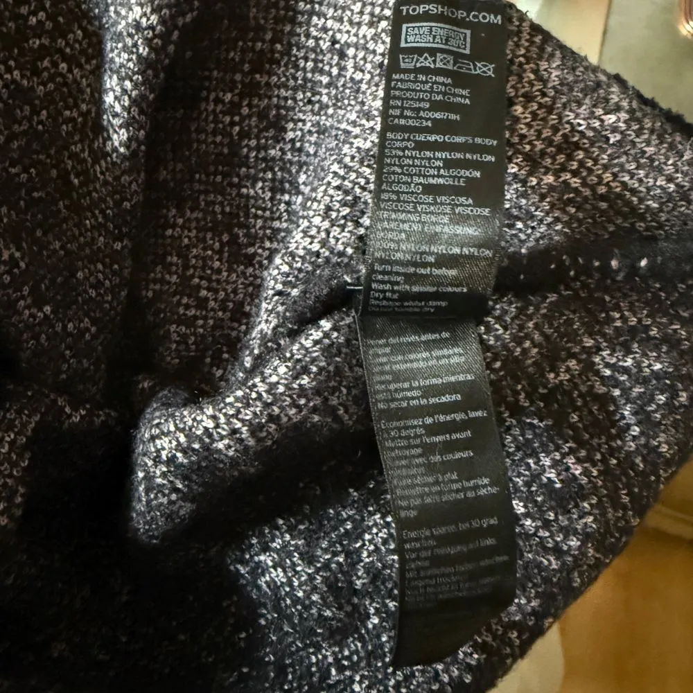 Topshop  Pink Black Damask Print Sweater Pullover Crewneck Long Sleeve UK 10 - Image 7