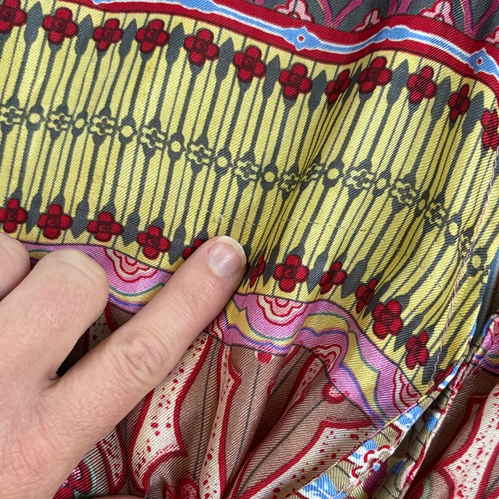 Echo Multicolor Bohemian Silk Blouse Purple Size M - Image 10