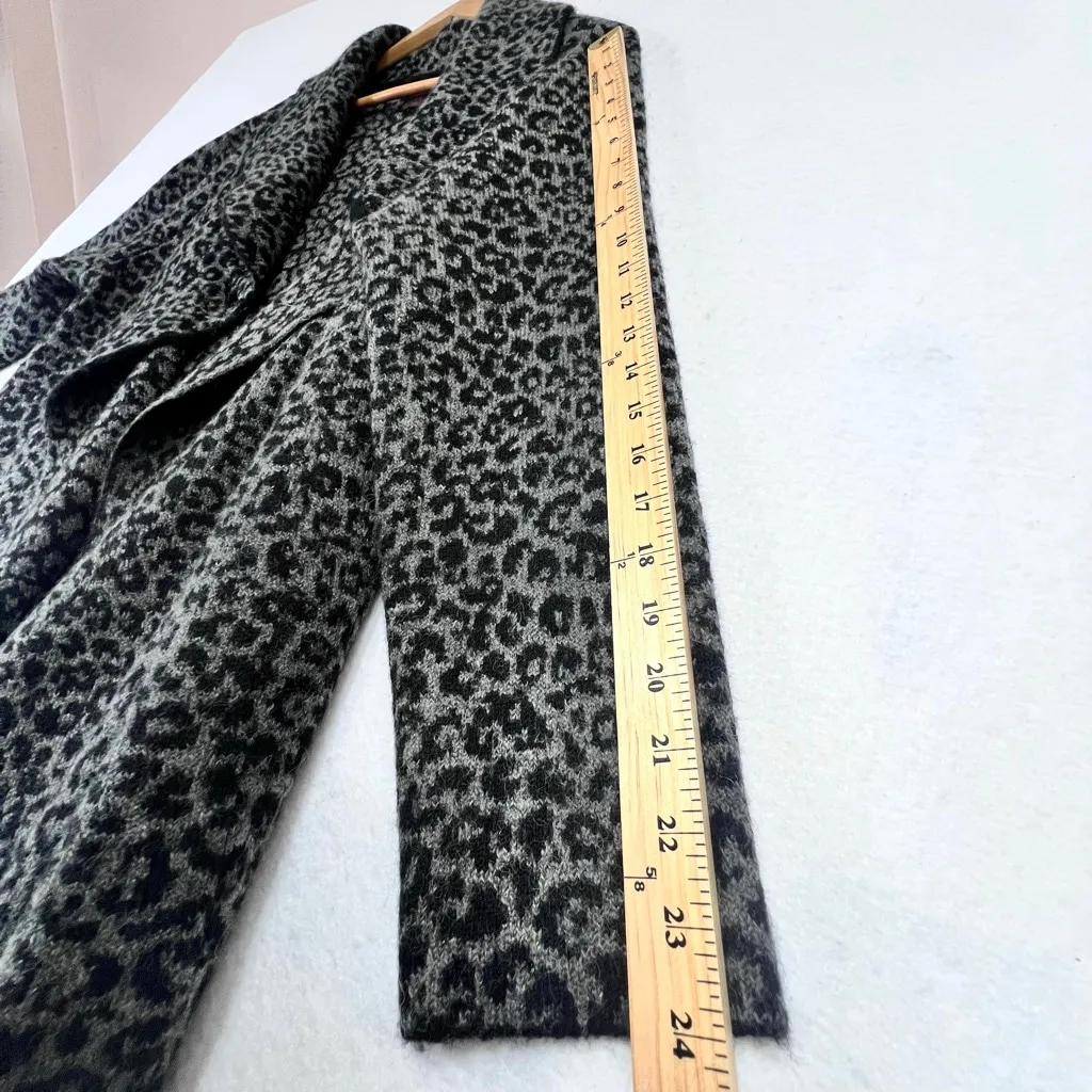 Christian Siriano Wool Blend Cardigan Sweater 1X Leopard Print Thick Cozy Cabin Black - Image 11