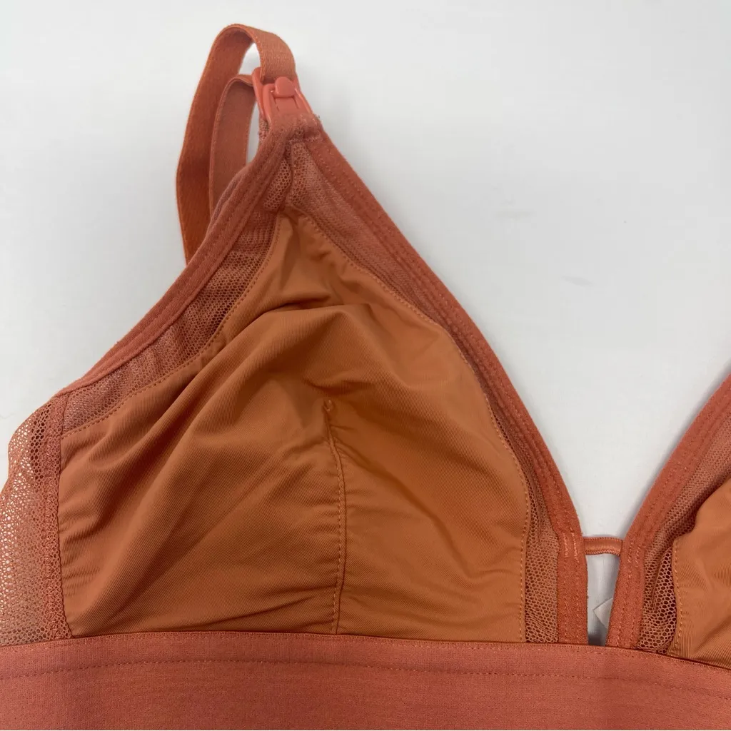 LIVELY Womens Size Medium Mesh Trim Bralette, Terracotta‎ Orange - Image 4