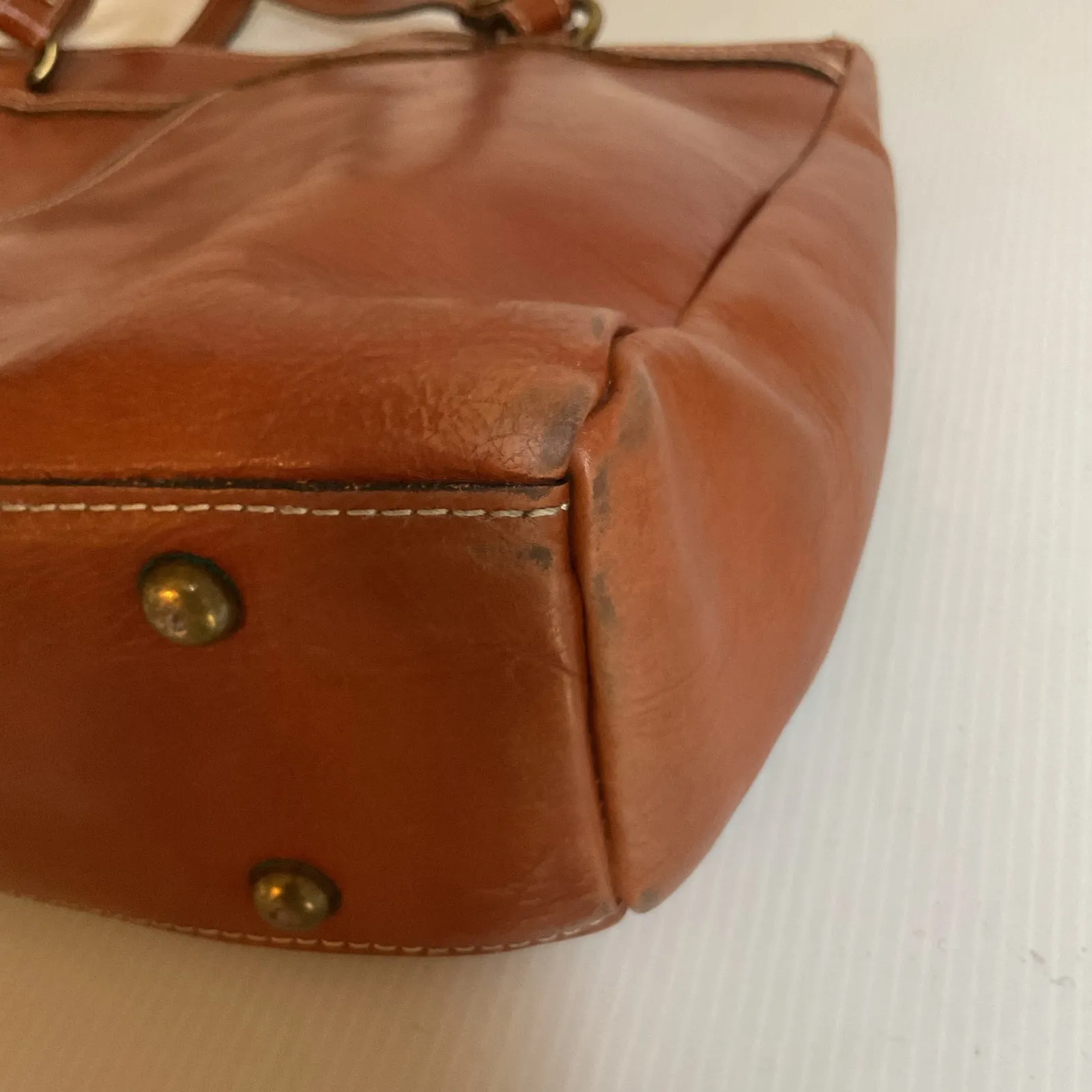 Patricia Nash Brown Leather Tote Bag Zip Top Shoulder Bag Vintage Style - Image 10