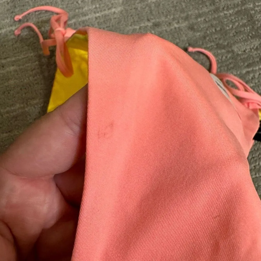 Hurley Solid Cheeky Reversible Side Tie Bikini Bottom Coral Yellow XL - Image 3