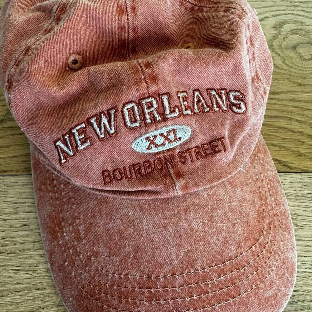 New Orleans Bourbon Street Cap Dad Hat in Faded Orange - Image 2