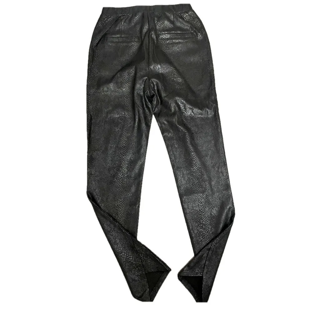 See and Be Seen Faux Leather Legging Pants Women Small Snakeskin Ankle Edgy Chic Black - Image 5