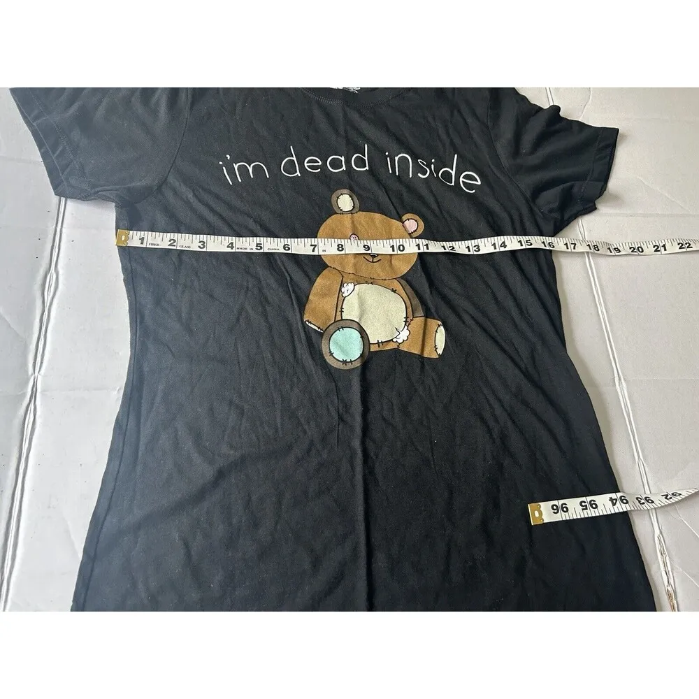 Womens Teddy Bear T SHIRT Im Dead Inside Black SIZE M - Image 4