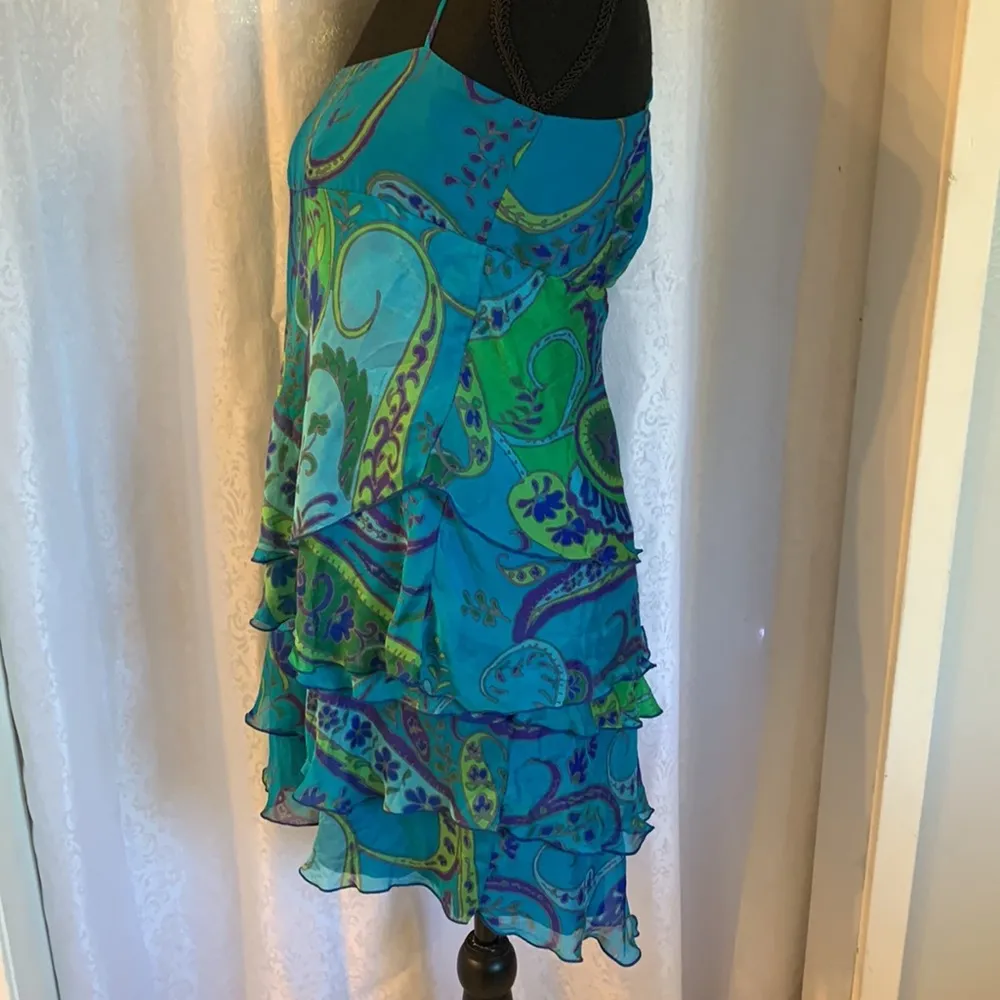 ZARA SILK RUFFLE DRESS Sz:M - Image 4