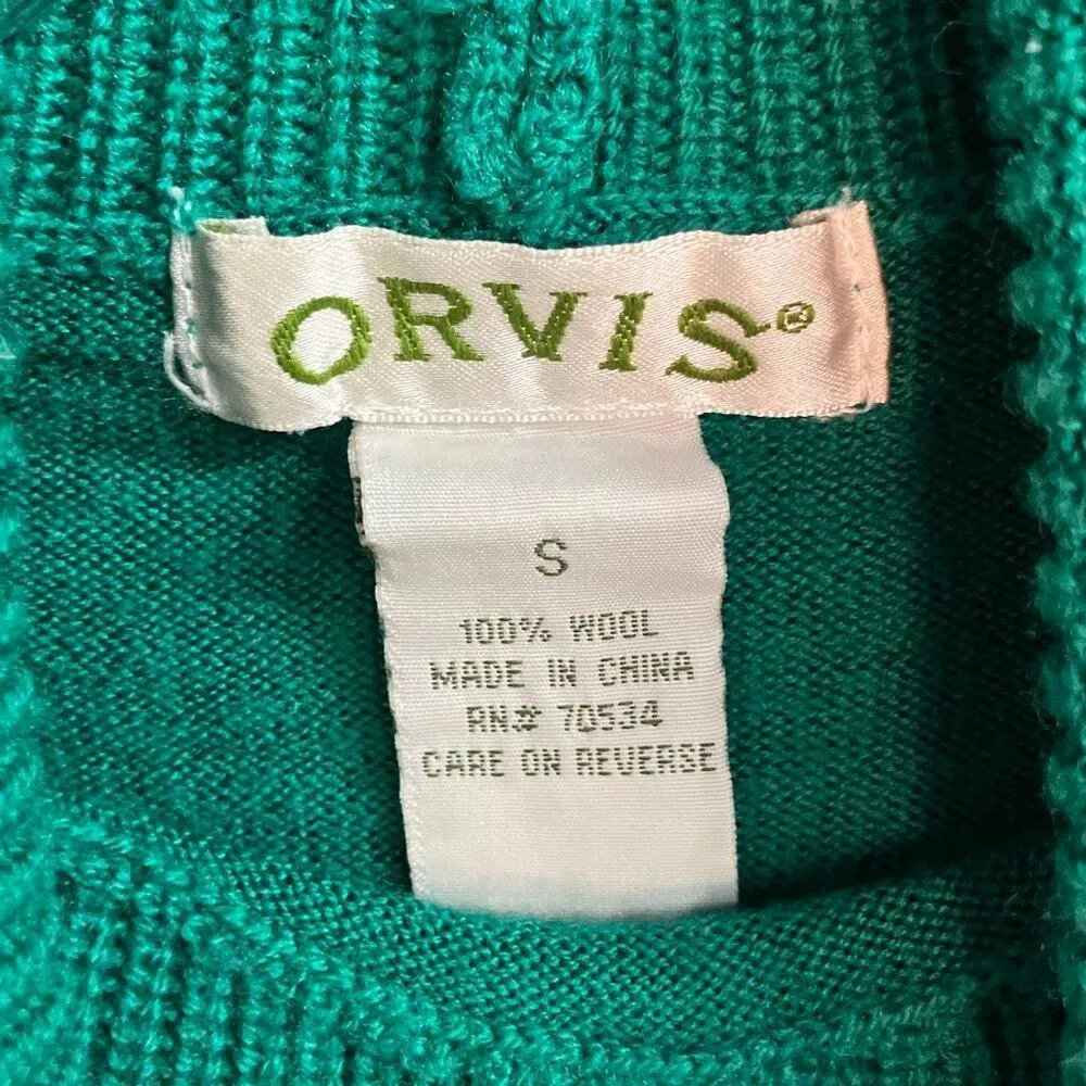 Orvis green turtle neck 100% wool sweater small 731 - Image 6
