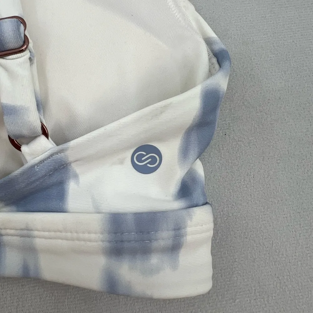 CALIA Women's Strappy Back Ruched Medium Support Bikini Swim Top XS Blue - Image 8