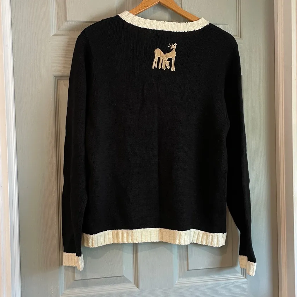 Reference Point All Points Women's L Vintage Y2K Deer Zip Cardigan Sweater NWT - Image 3