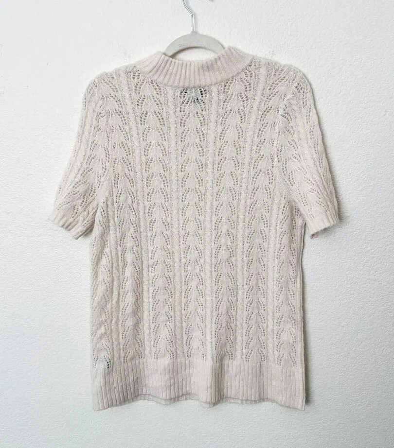 [Torrid] Cream Pointelle Open Knit Crew Neck Short Sleeve Pullover Sweater Sz 0X - Image 4