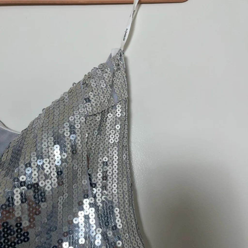 NWT‎ Retrofete Oren Silver Sequin Strapless Bustier Top Size XS - Image 7