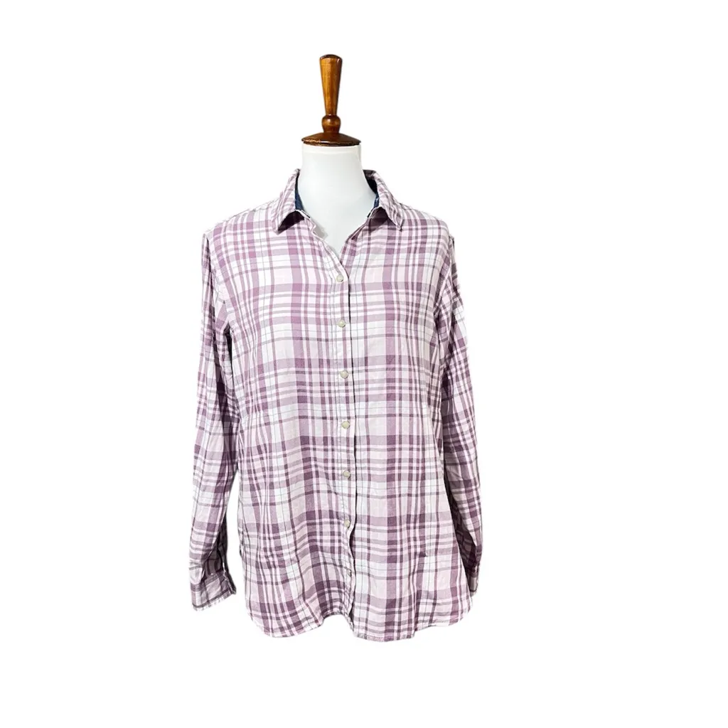 Jach’s Girlfriend Purple/White Plaid Button-Up Shirt/Shacket Size M - Image 4