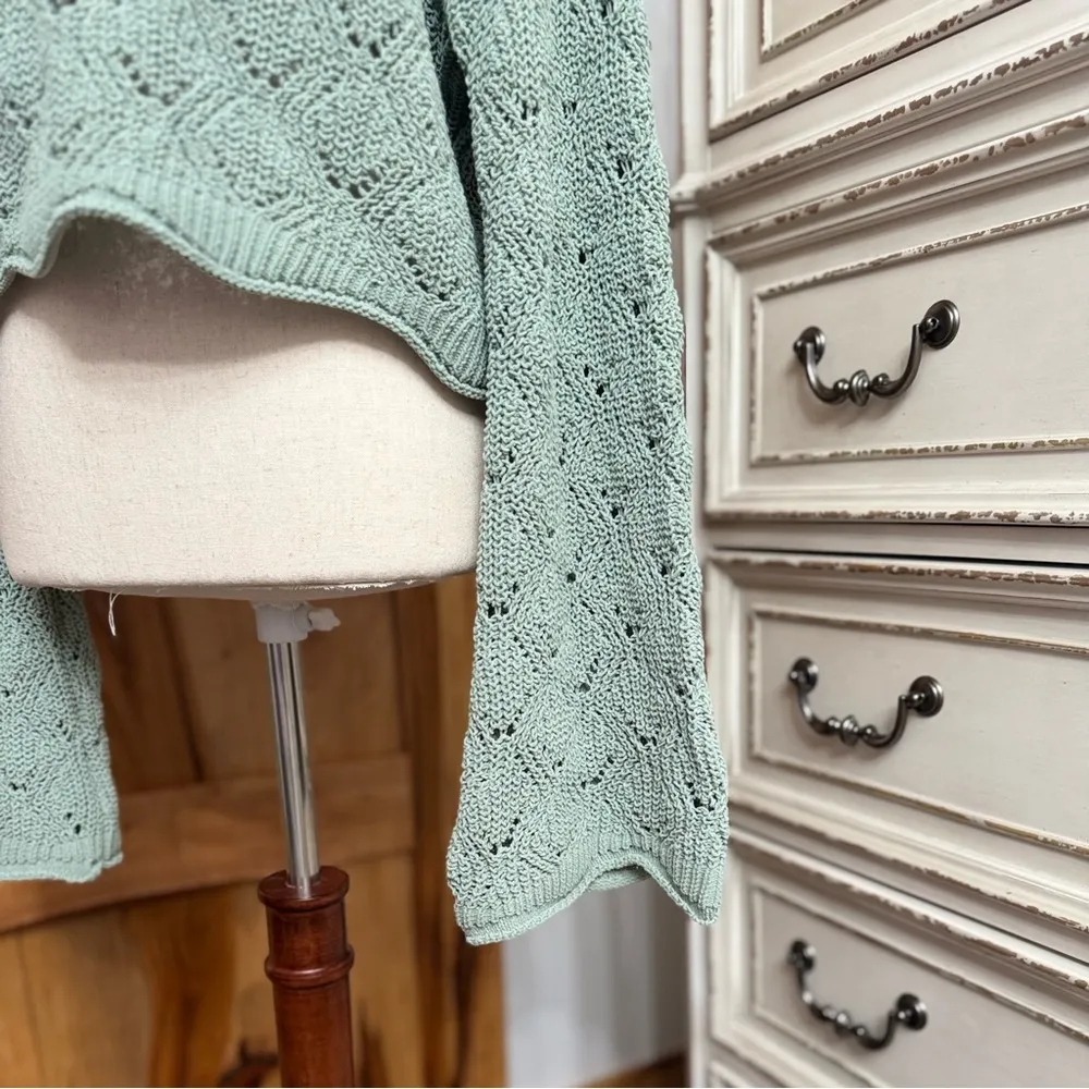 Blue Rain Knit Sweater in Soft Green size XL - Image 5