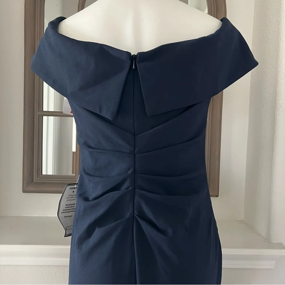 NEW Xscape Off-The-Shoulder Maxi Formal Evening Gown, Navy Petite Size 12 $199 - Image 7