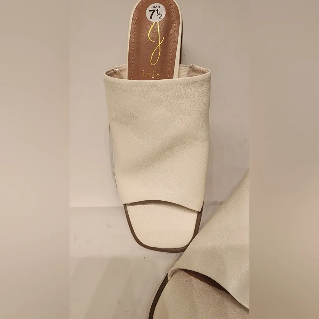 Joie Olympia Slide Heeled Sandals Mules Women’s Bone White Cream Size 7.5 - Image 4