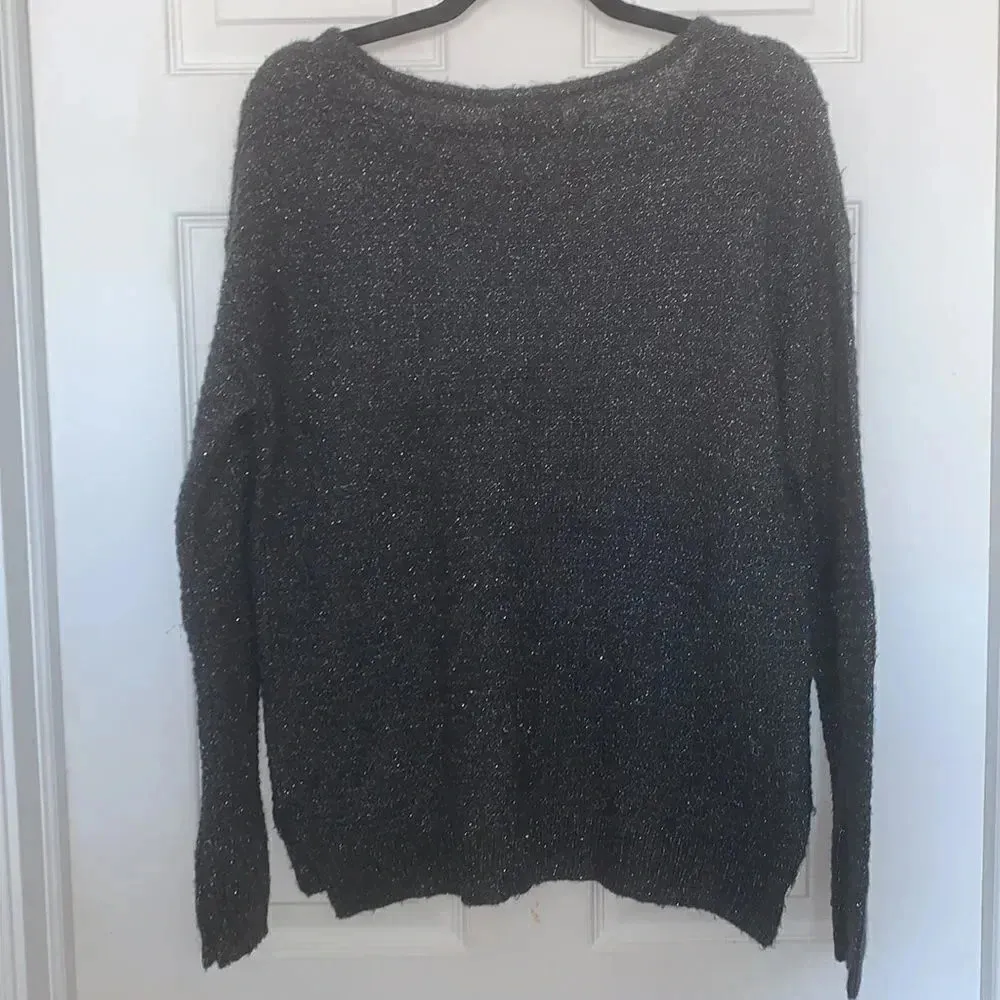 a.n.a  Gray Metallic Sparkled Sweater - Image 2