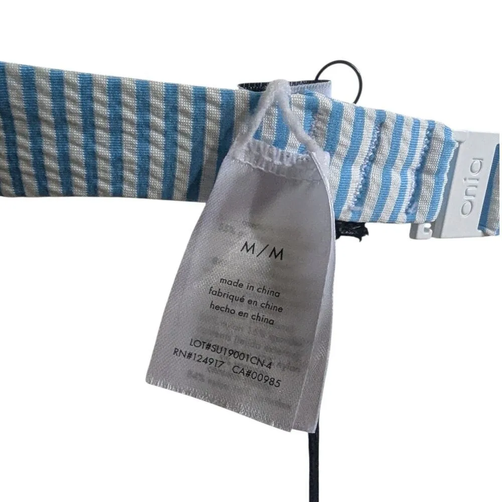 New Onia Wired Bikini Top Blue Seersucker Striped Size Medium - Image 3
