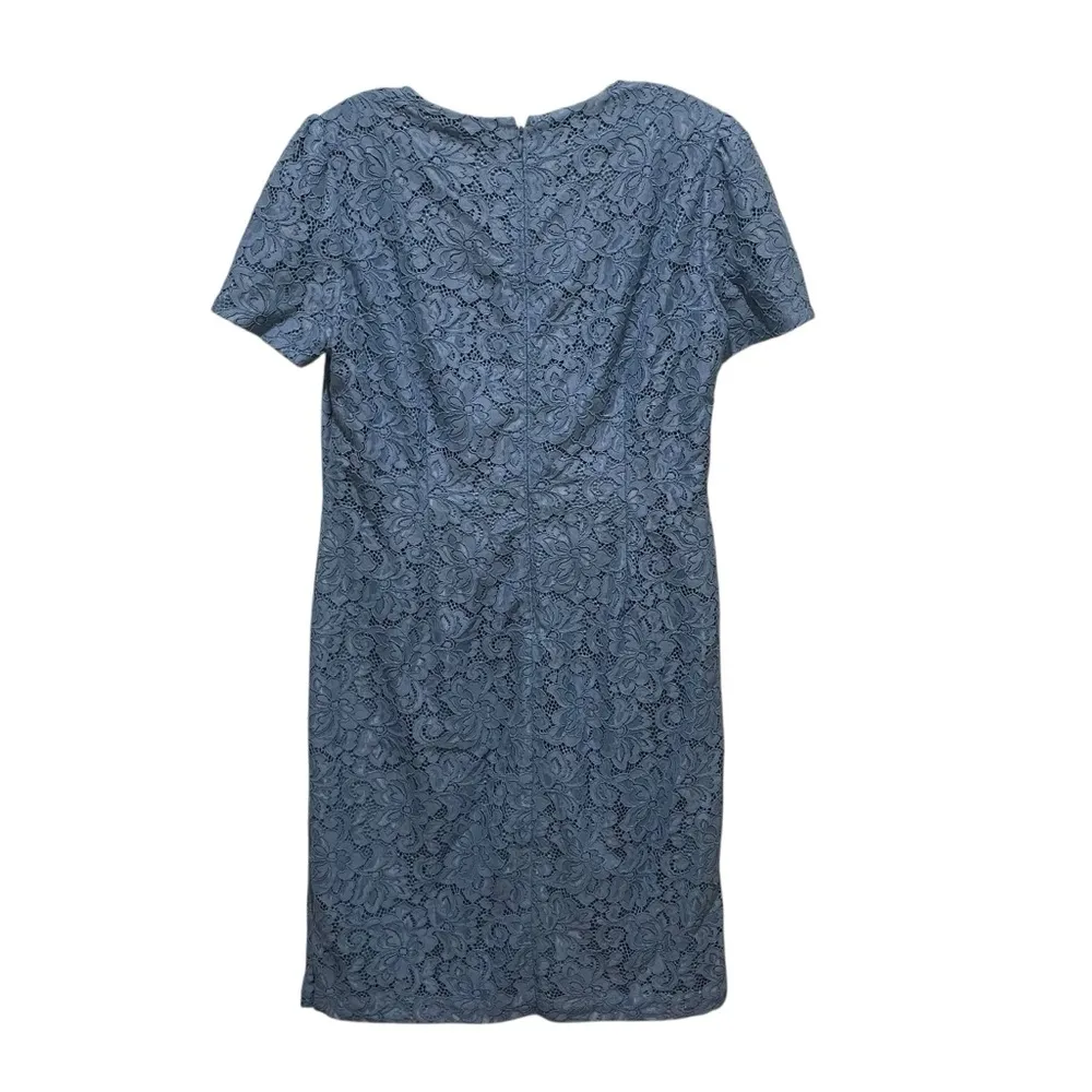 Lauren Ralph Lauren Lace Puff Sleeve Cocktail Dress Blue Pale Azure Size 10 - Image 10