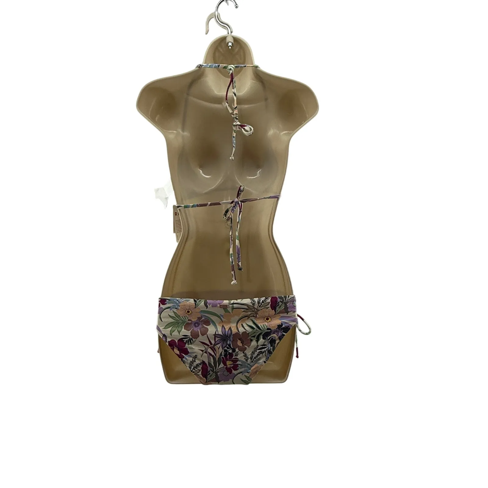Roxy Floral Beach Classics Bikini Set Hipster Ties Bottom Tri Tie Top Womens M - Image 8