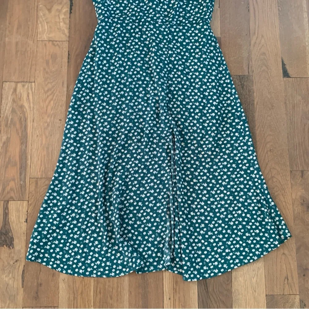 Miami Green Floral Midi Bow detail Dress Size Large - Image 5