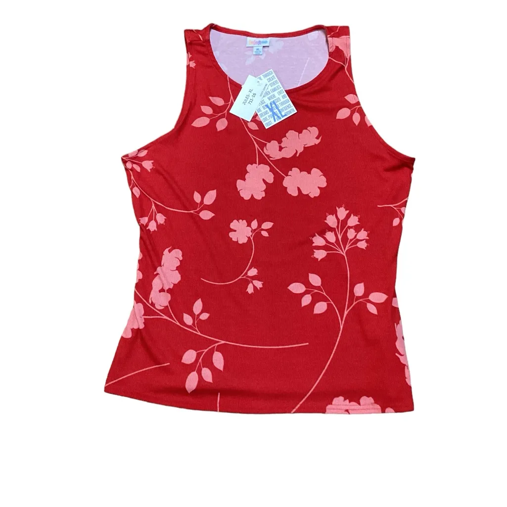 Lularoe. Ribbed cotton tank. Red floral. XL. - Image 6