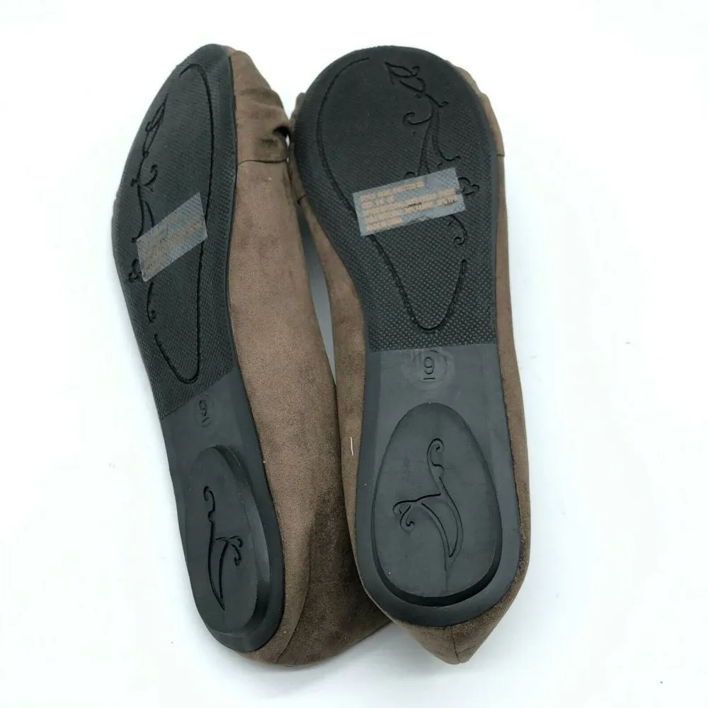 Charles Albert Womens Ballet Flats Faux Suede Twist Slip On Brown Size 9 - Image 4