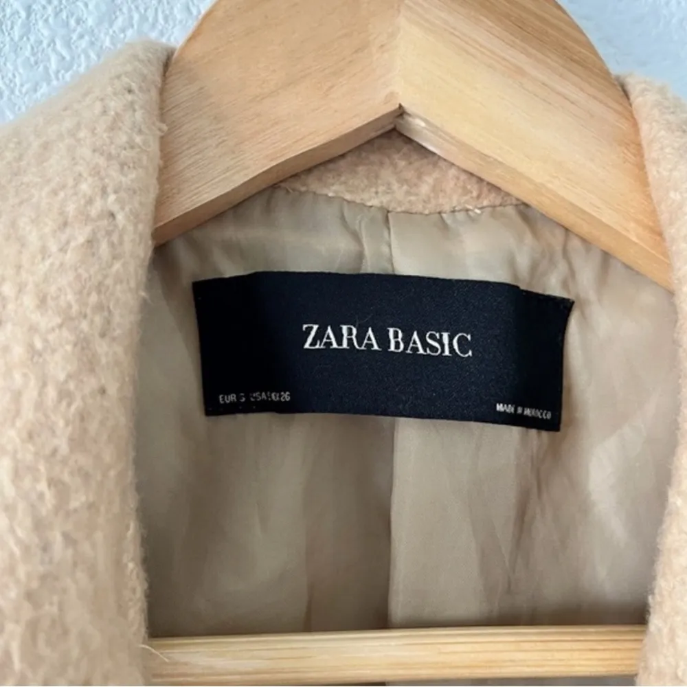 Zara Double Breasted Peacoat Classic Wool Blend Winter Coat in Camel - Image 2