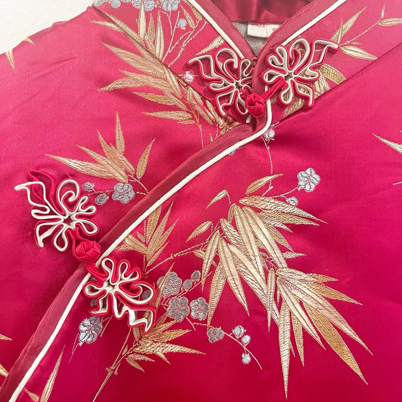 Vintage Qipao Dress Women Small Medium (38) Hong Kong Red Long Fitted cheongsam - Image 6