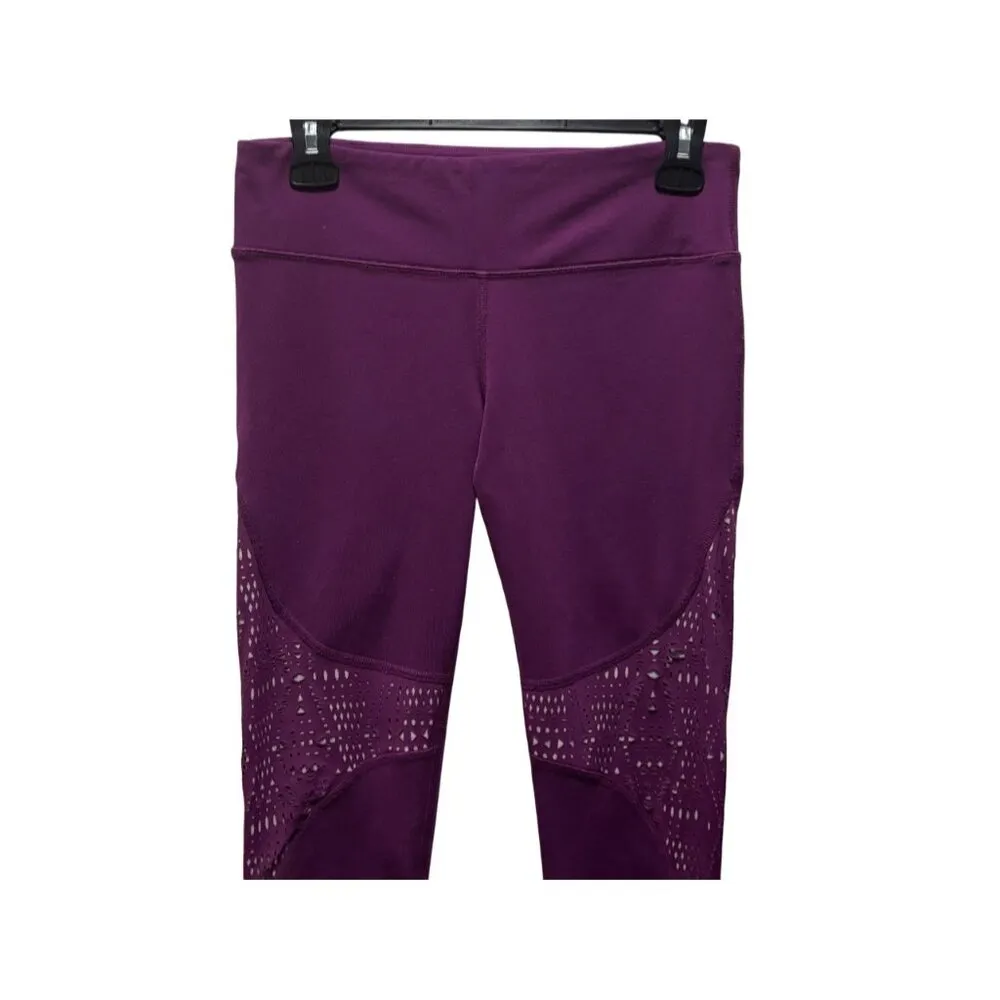 Alo Yoga Womens west coast Leggings Laser-Cut Design In Deep Plum Purple Size M - Image 5
