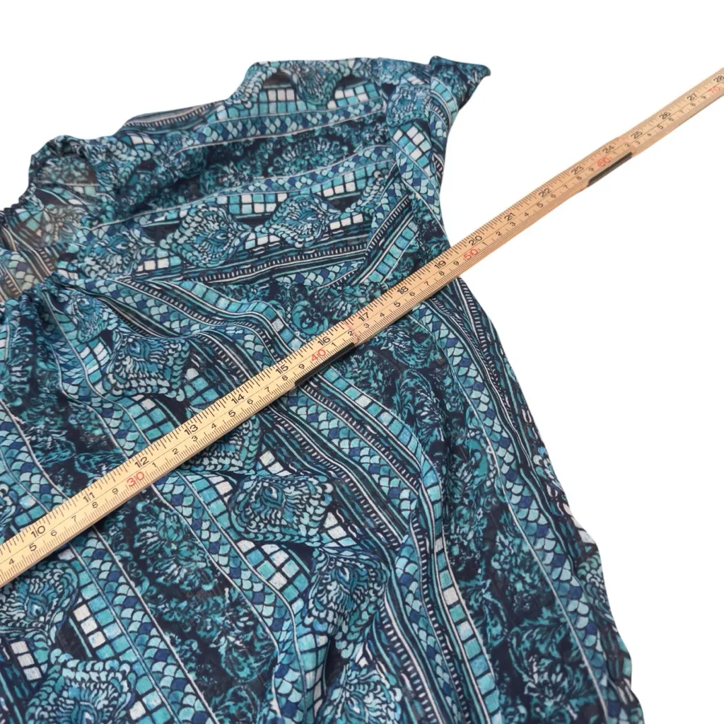 Tommy Bahama Blue Tassel Sheer Boho Swim Coverup Dress Small Ruffle Hem in EUC - Image 11