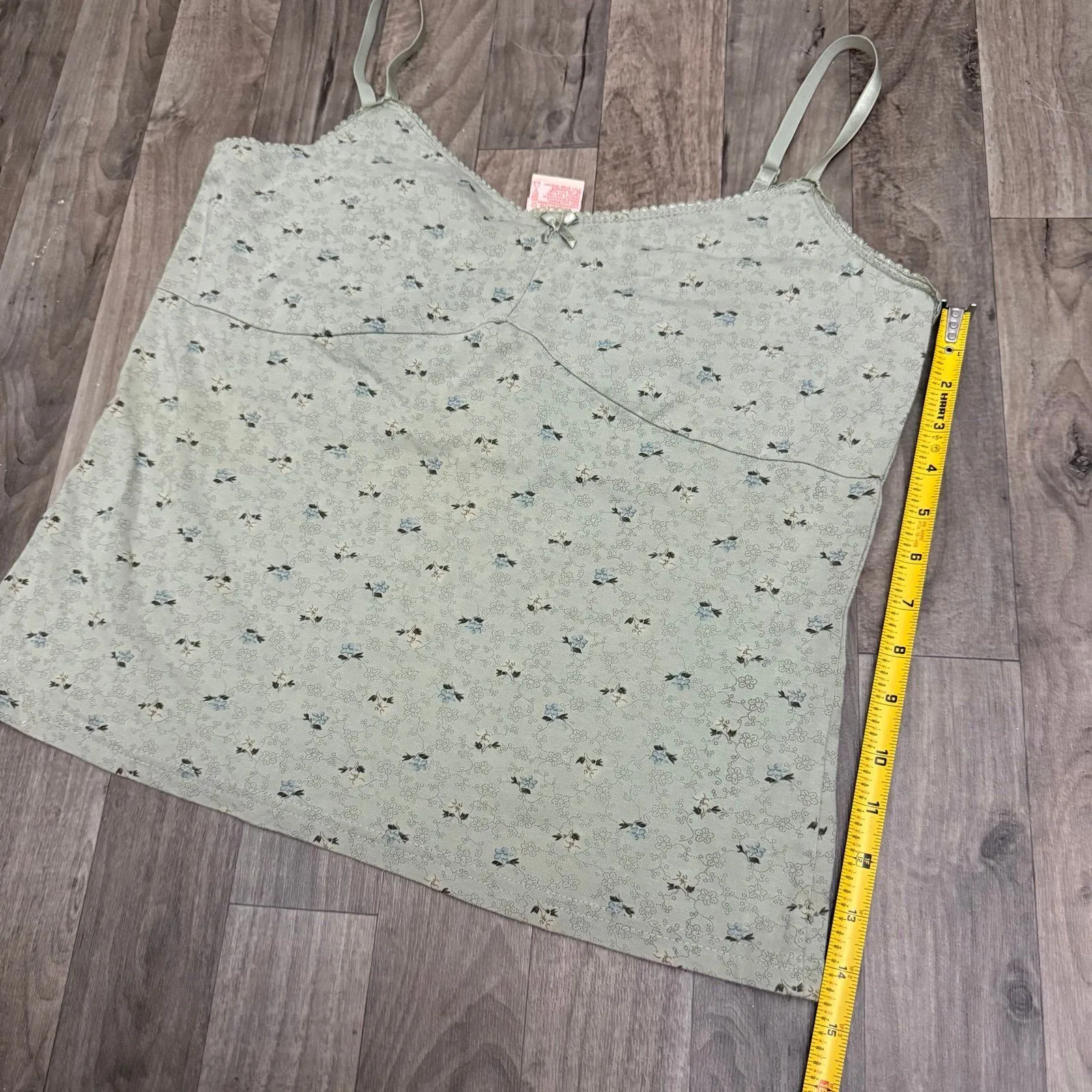 Vintage coquette cottagecore pastel floral babydoll tank Green Size XL - Image 3