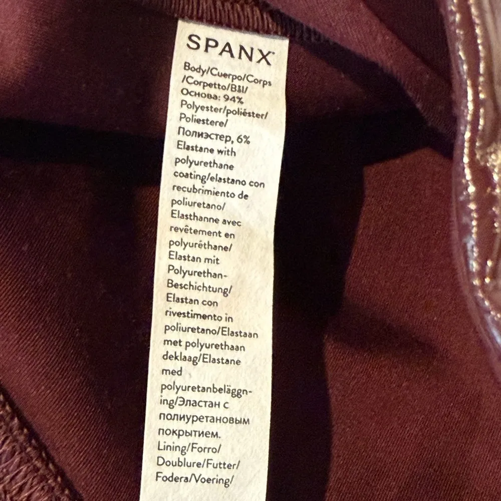 SPANX Faux Leather Patent Leather Ankle Leggings Ruby Red Burgundy Size MP NEW - Image 7