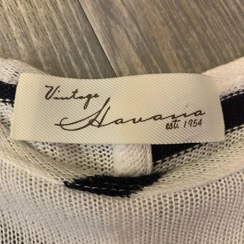 Striped sheer knit sweater with button back detailing size M White Size M - Image 5