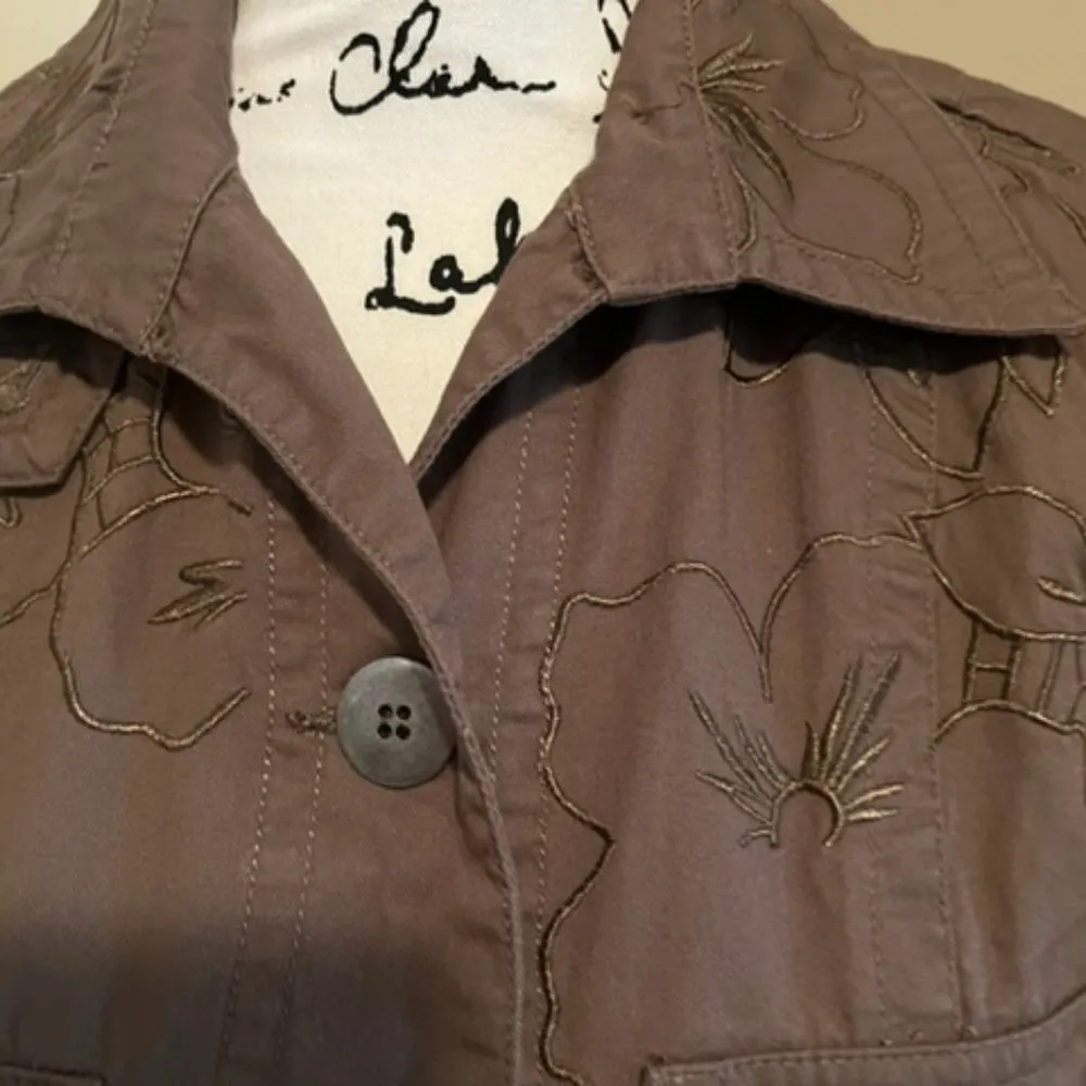 Vintage Together Embroidered Brown Blazer Jacket Size 4 - Image 4