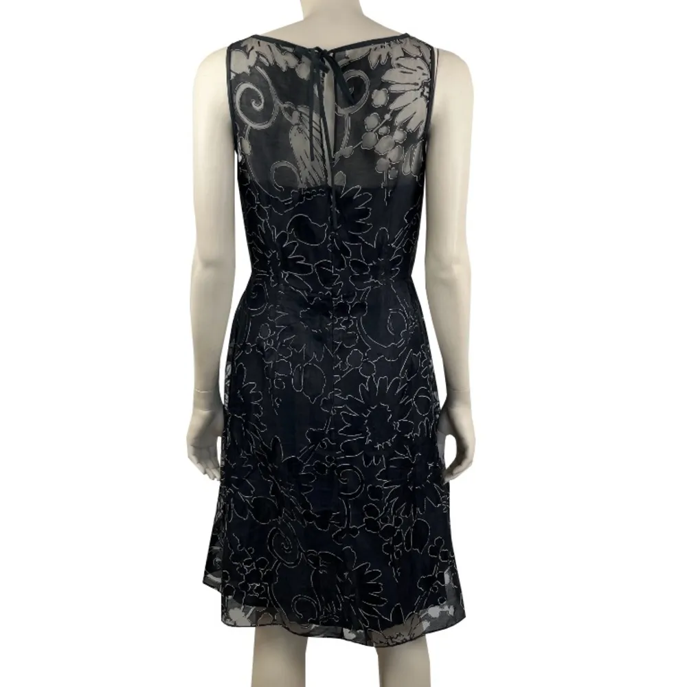White House Black Market Black Sheer Floral Sleeveless Dress‎ - Image 4