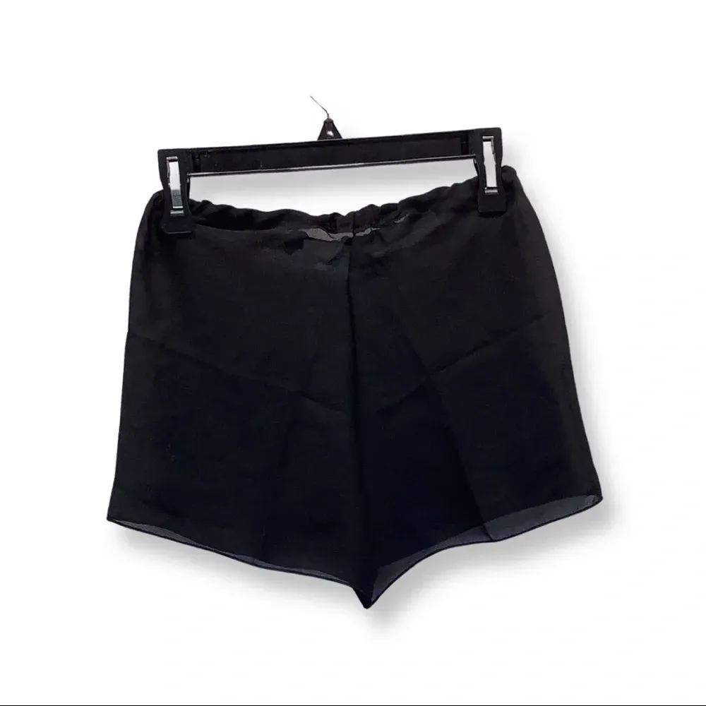 Zuliana Size Small Waist Tie Adjustable Waist Sheer Shorts. Made in USA. New Black - Image 2