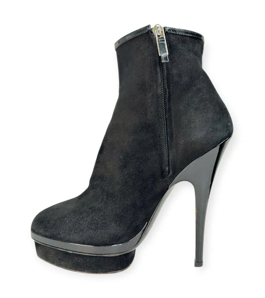 Yves Saint Laurent | 39 | YSL Black Suede Leather Stiletto Heel Platform Bootie Size 9 - Image 8