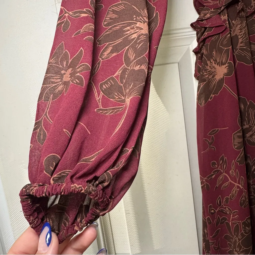 ASTR The Label Biella Floral Print Long Sleeve Keyhole Maxi Dress Sz XS - Image 8