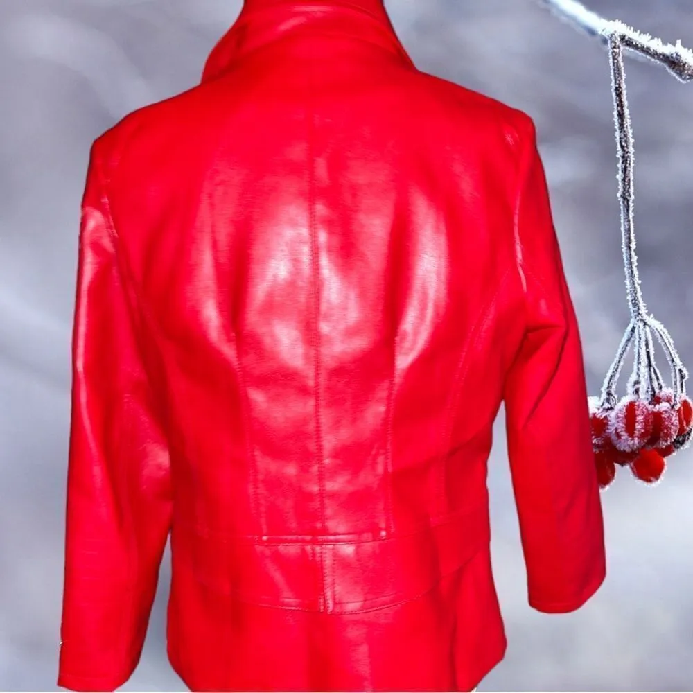 Yijia Meiyi red leather revamped jacket! Red Size XL - Image 8