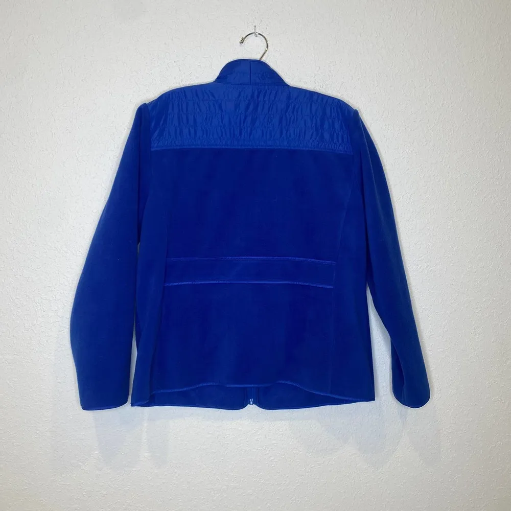 Talbots Petites Royal Blue Polar Fleece Zipper Jacket Long Sleeve EUC XLP - Image 4
