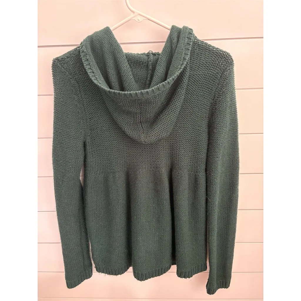 Energie Women's M Green Knit Hooded‎ Button-Up Cardigan Sweater - Image 4