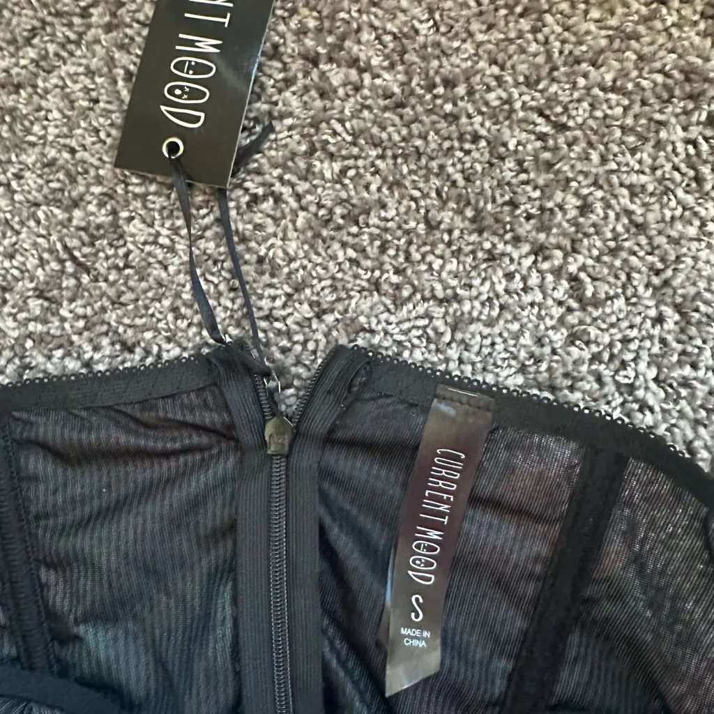 Current Mood Black and Red Floral Mini Dress - Image 5