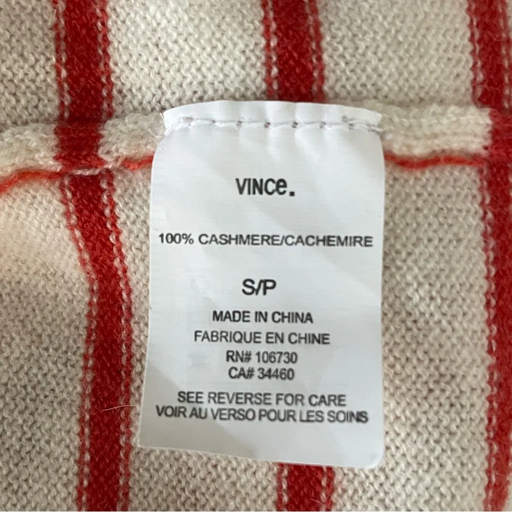 VINCE Cashmere Boat Neck Striped Tunic Length Sweater Coastal Size S *Flaw - Image 12