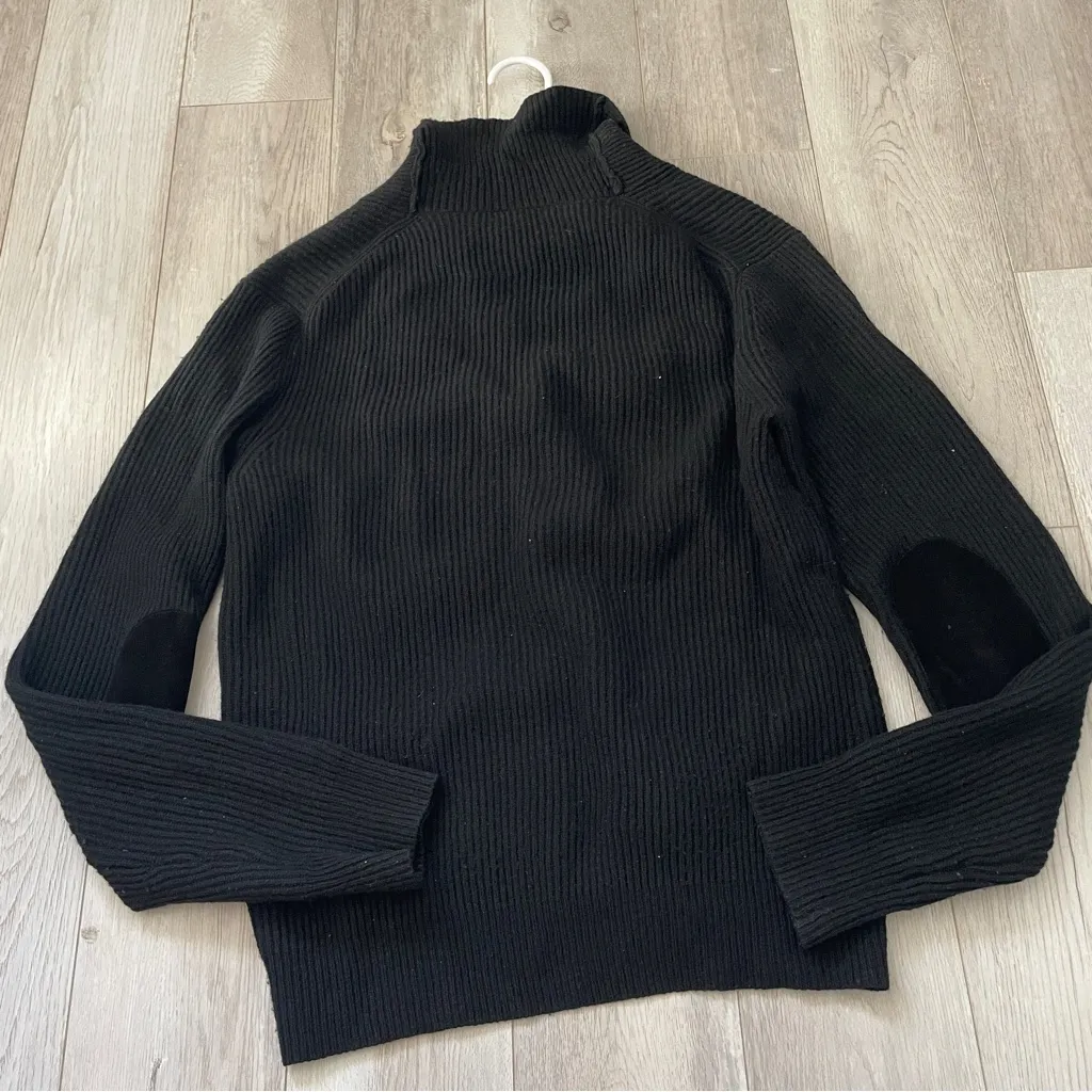 Club Monaco Cardigan Sweater wool knit womens Black medium contemporary classic - Image 4