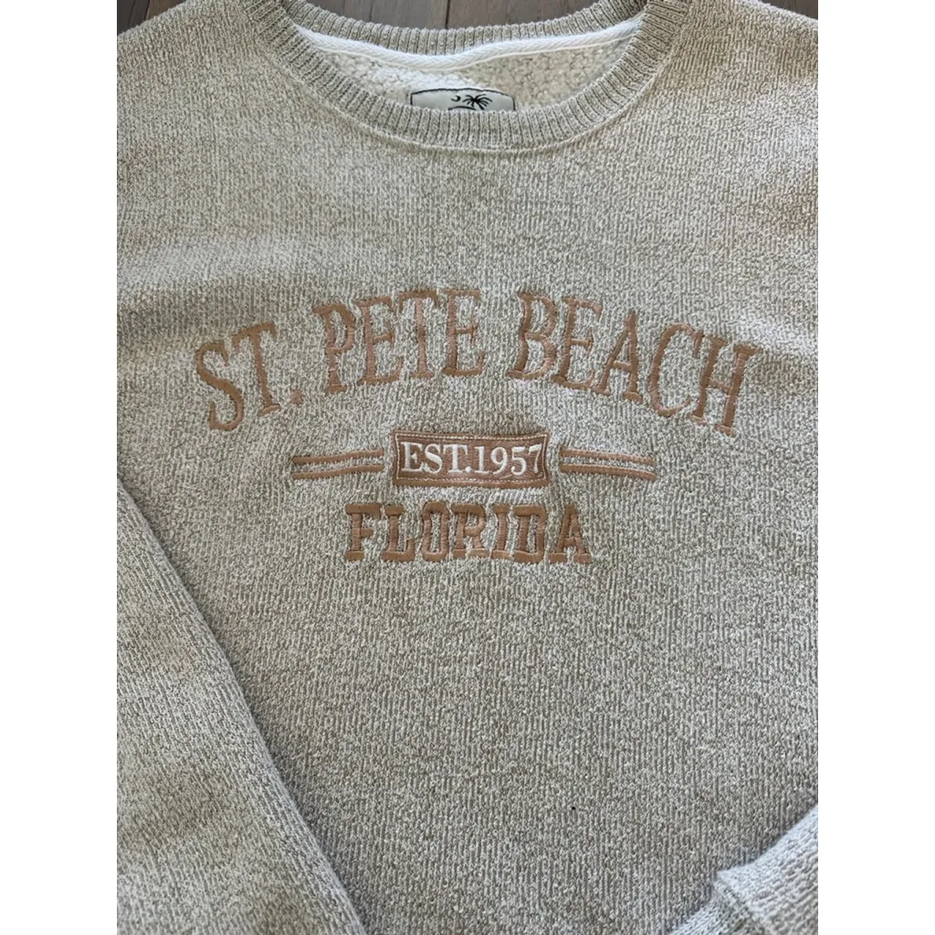 Women's Salty Wave Collection Beige St. Pete Beach Crew Neck Sweater M Brown Size M - Image 2