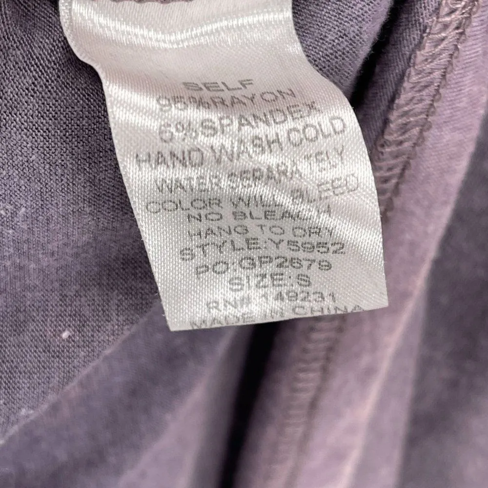 2/$30 Kori Purple Long Sleeve Bleached Tie Knot Front Tunic Top Women's Small - Image 6