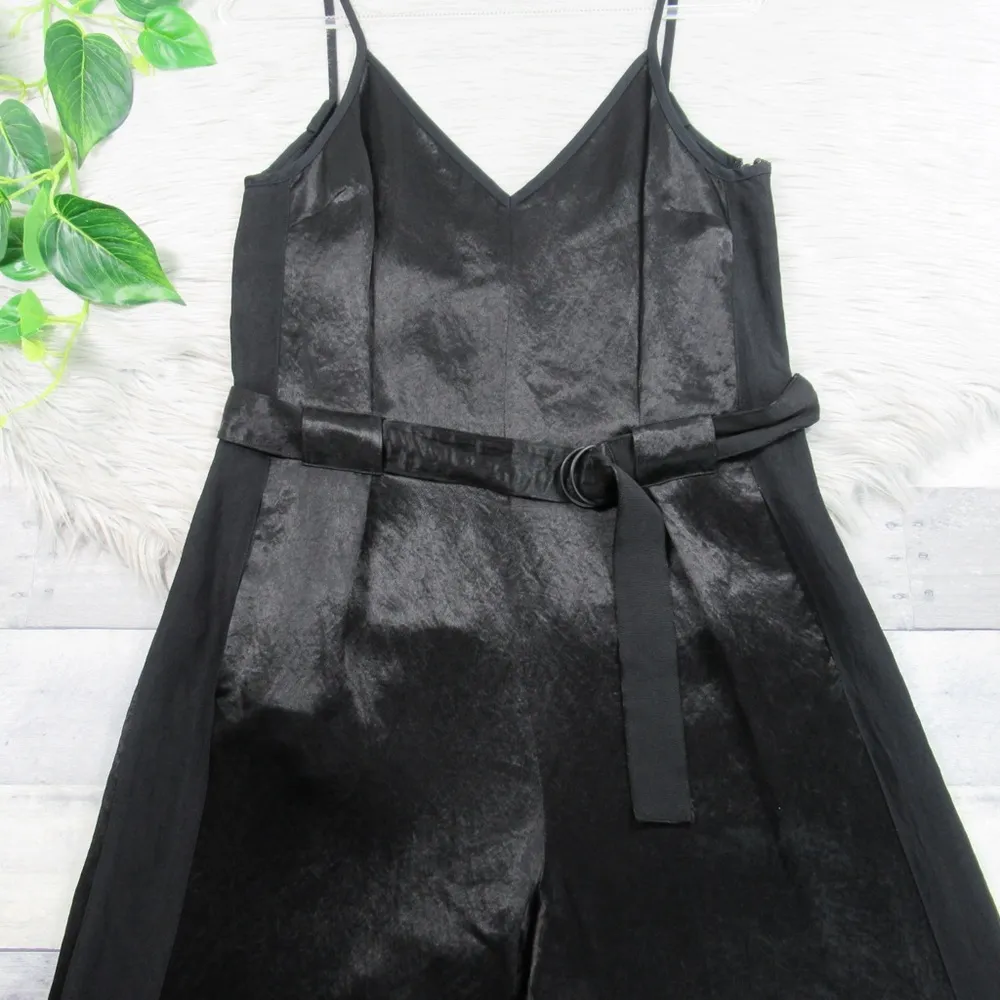 RAG & BONE Rochelle Black Satin Straight Leg Jumpsuit Women's Size 6 - Image 13