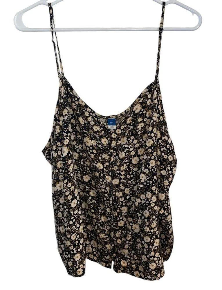 Old Navy black and cream floral tank top - Image 6